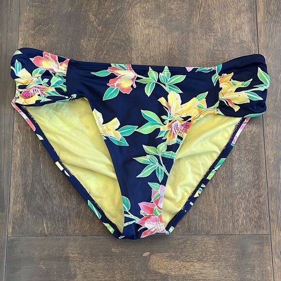 Tommy Bahama Sun Lilies Side Shirred Hipster Swim Bottoms Lrg - Picture 2 of 6